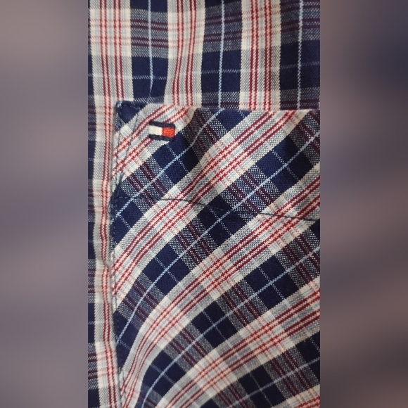 Tommy Hilfiger Shirt Button Down 80's 2 Ply Fabric Red White Blue C20 size L/G - Picture 4 of 16